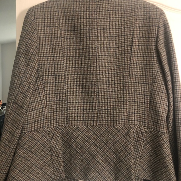 Talbots Full Zip Houndstooth Blazer with Leather Trimmed Collar - Picture 3 of 3